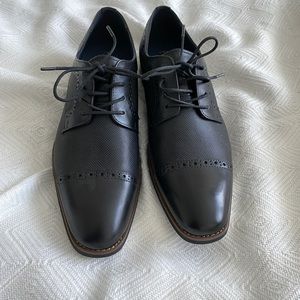 Italo Black Leather Mens Oxford Dress Shoe